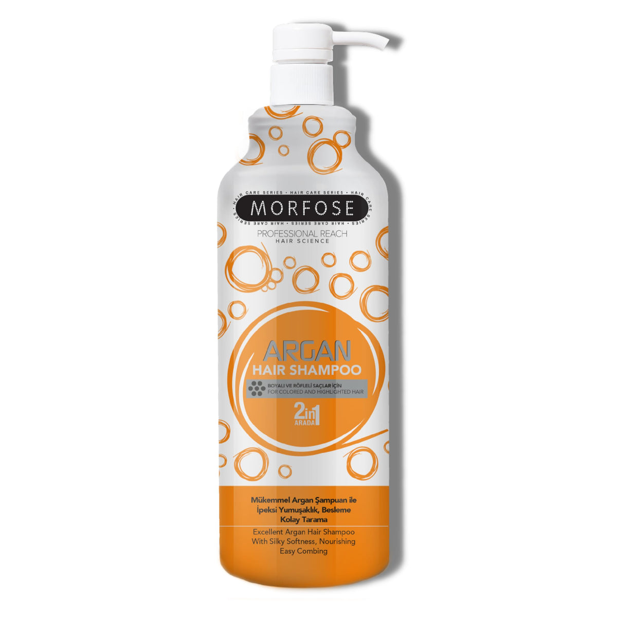 Morfose Argan Shampoo bottle on bathroom shelf delivering deep moisture