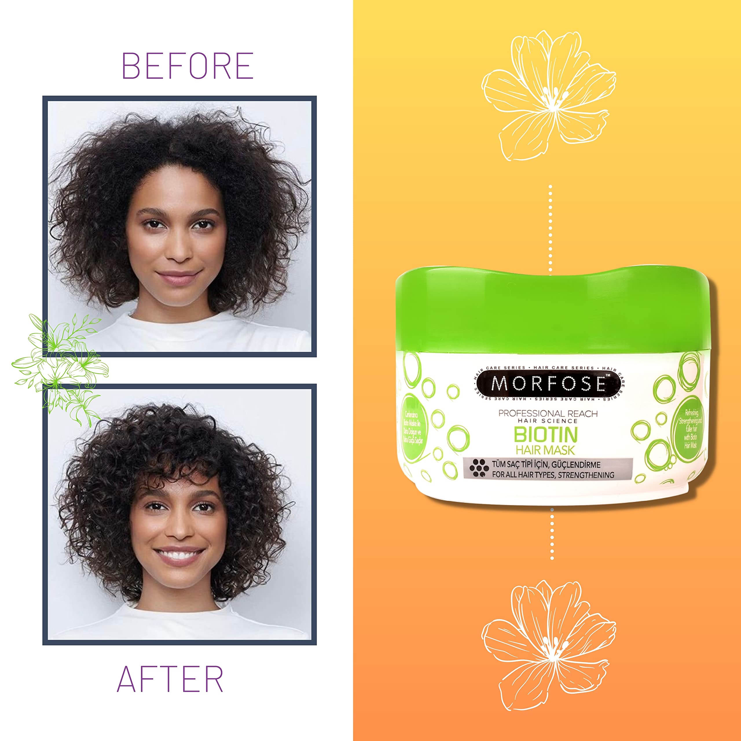 Close-up of Morfose Biotin Hair Mask texture showing rich cream.