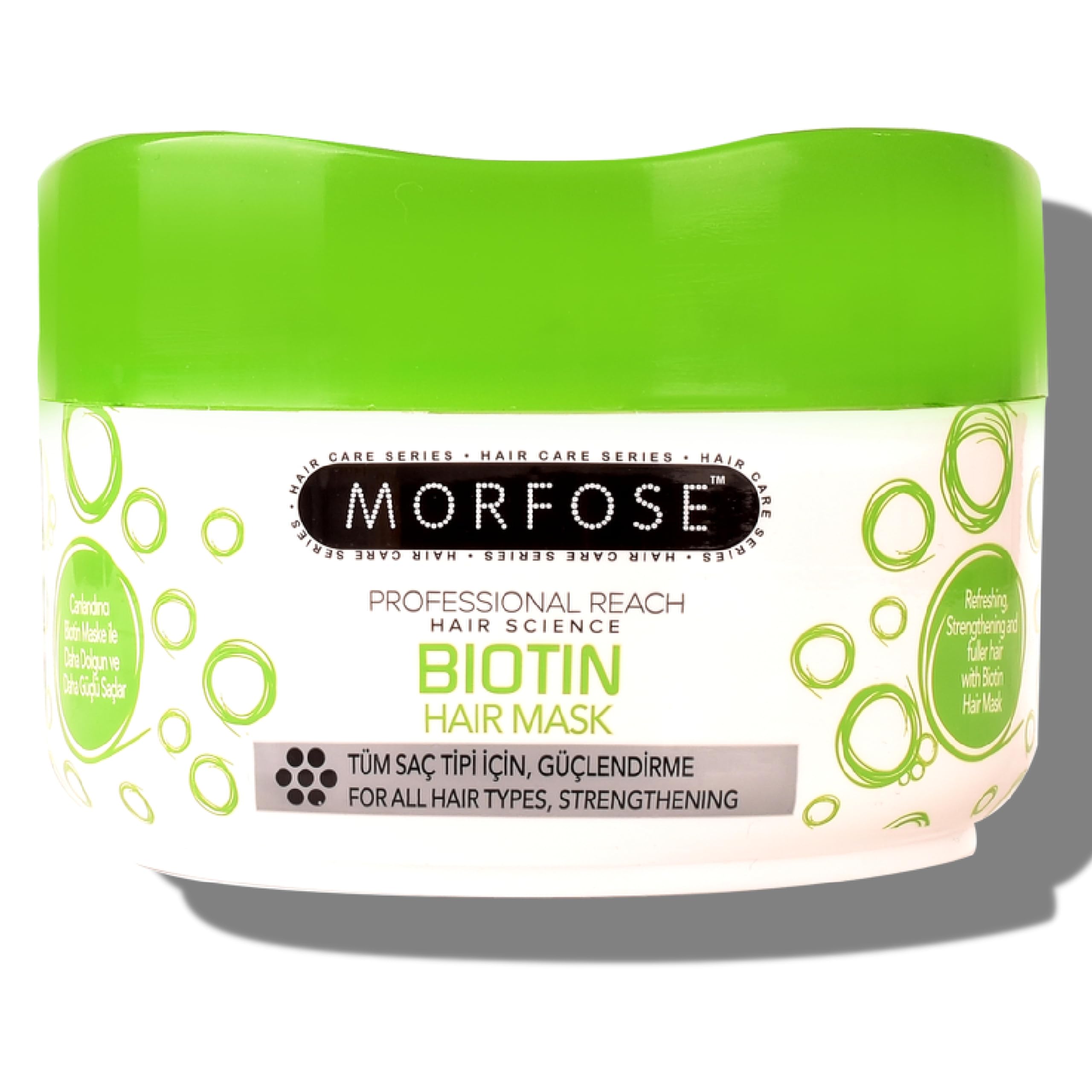 Morfose Biotin Hair Mask bottle and packaging for deep hydration and repair.