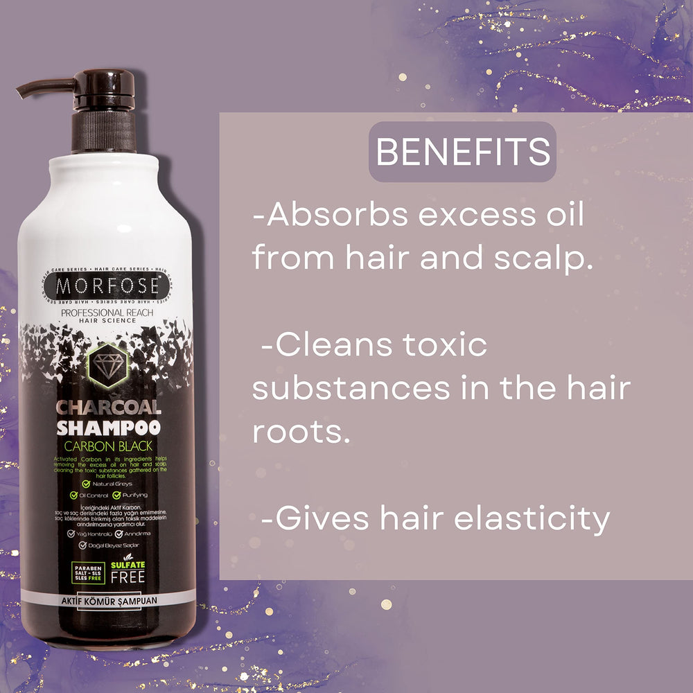 Morfose Charcoal shampoo lather for thorough oil removal and purification