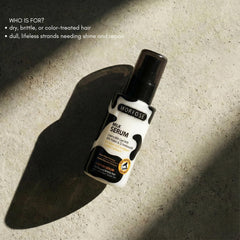 Morfose Milk Therapy Serum application demonstrated on hair strands for smooth, manageable results.