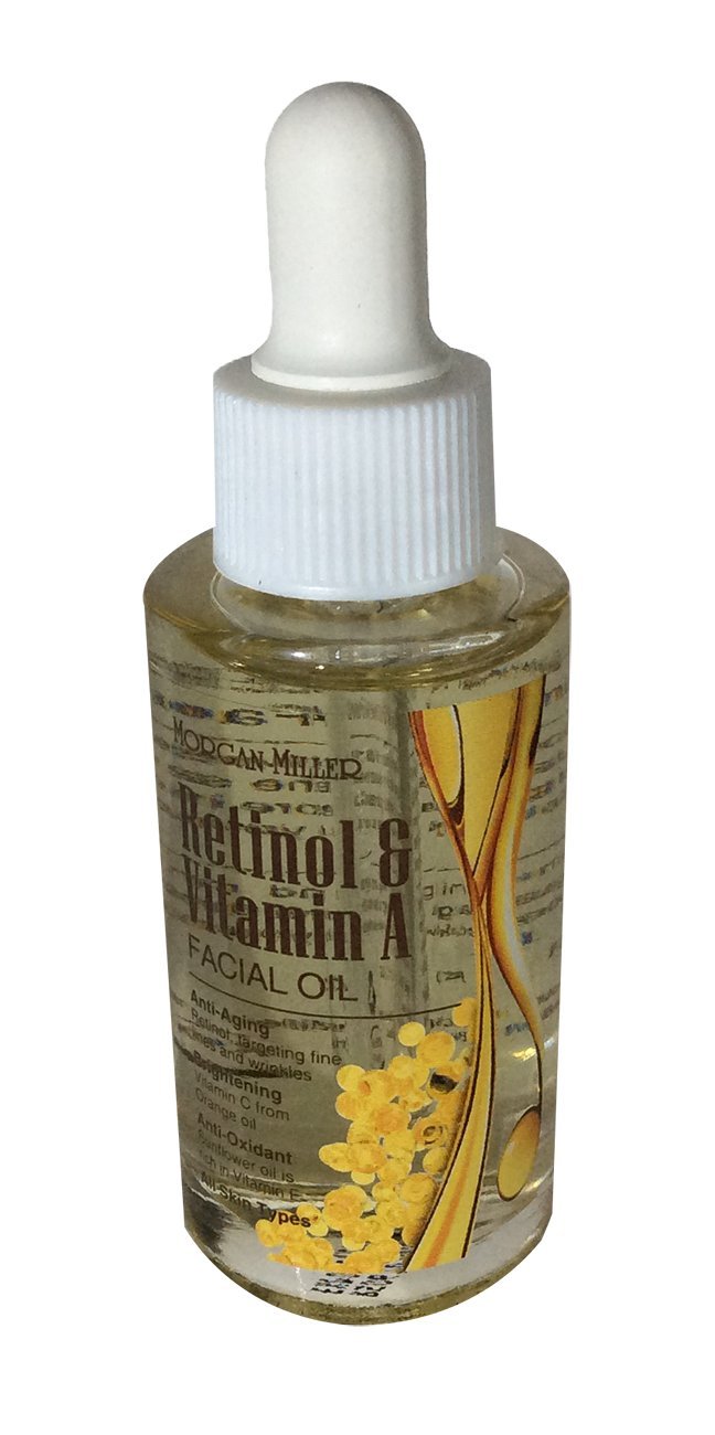 Morgan Miller oil bottle with radiant glow cue for a luminous finish.