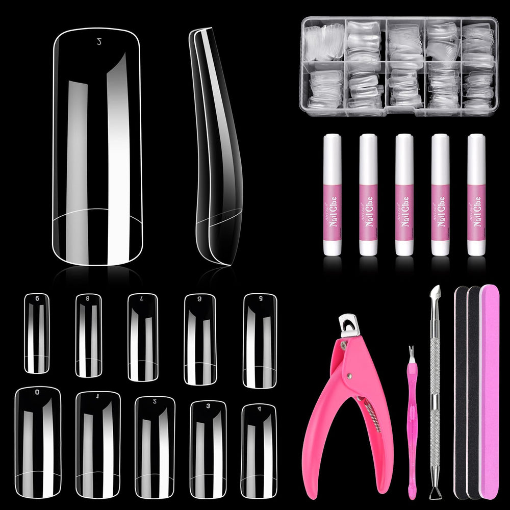 MORGLES 500pcs clear nail tips square full cover for DIY nails