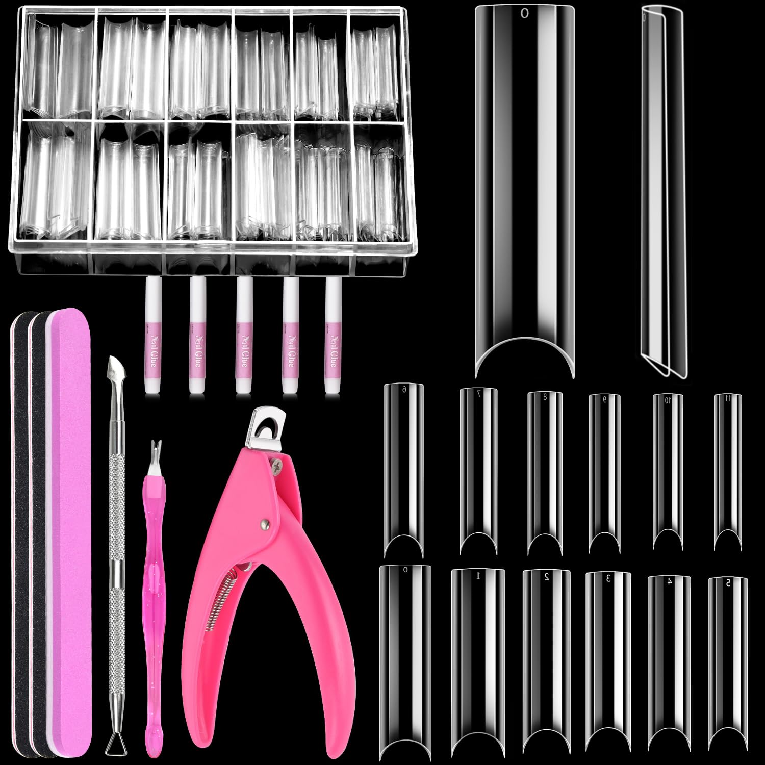 MORGLES clear tapered square nail tips in box for DIY manicure.