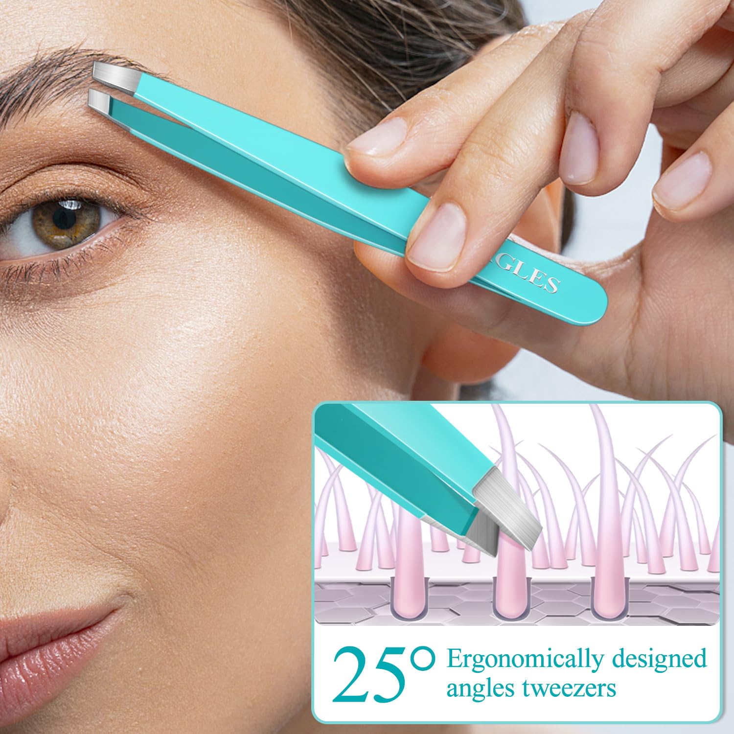 MORGLES ingrown-hair tweezers with flat tip for precise removal.