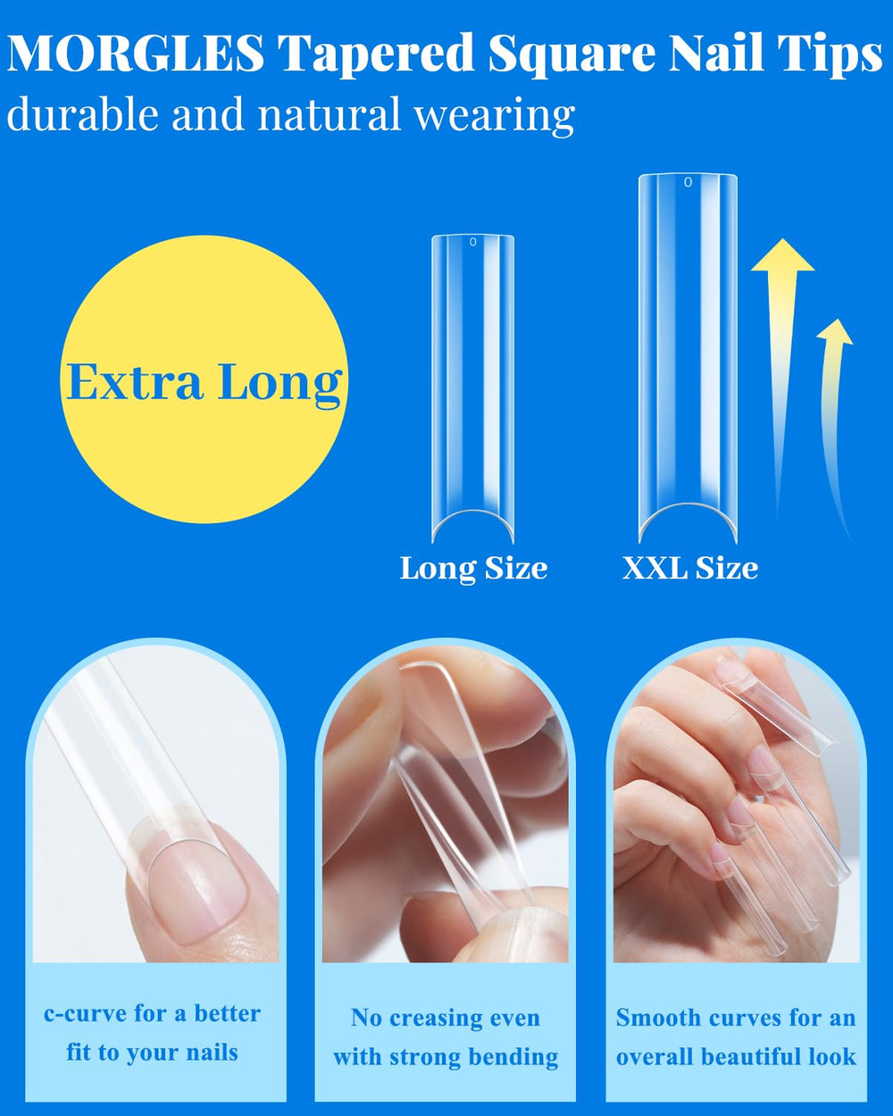 MORGLES nail tips labeled 0-11 for easy size selection.