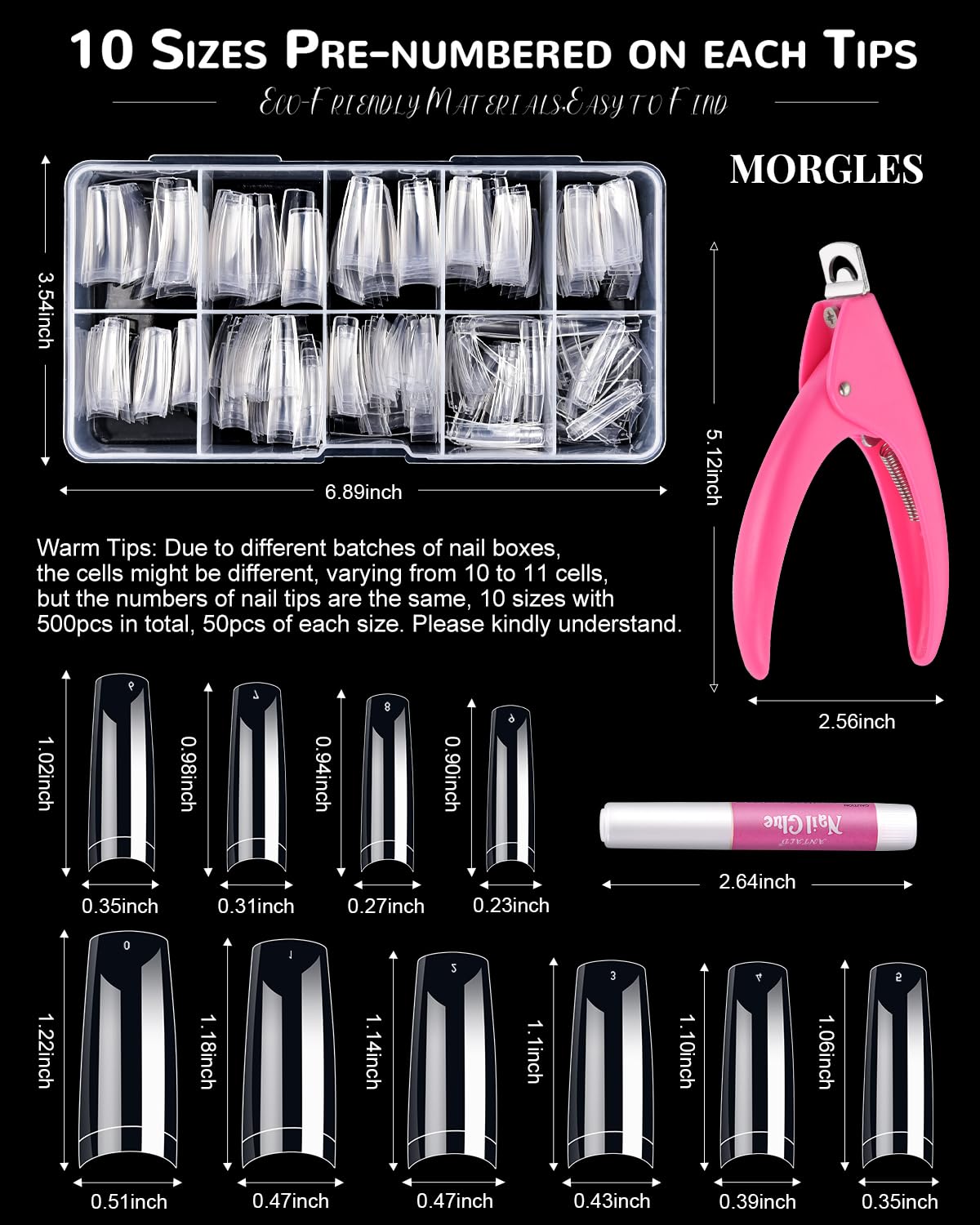Natural look with square half-cover design of MORGLES tips