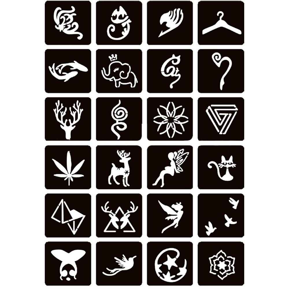Moricher Henna Tattoo Kit square stencils provide versatile templates for intricate motifs.