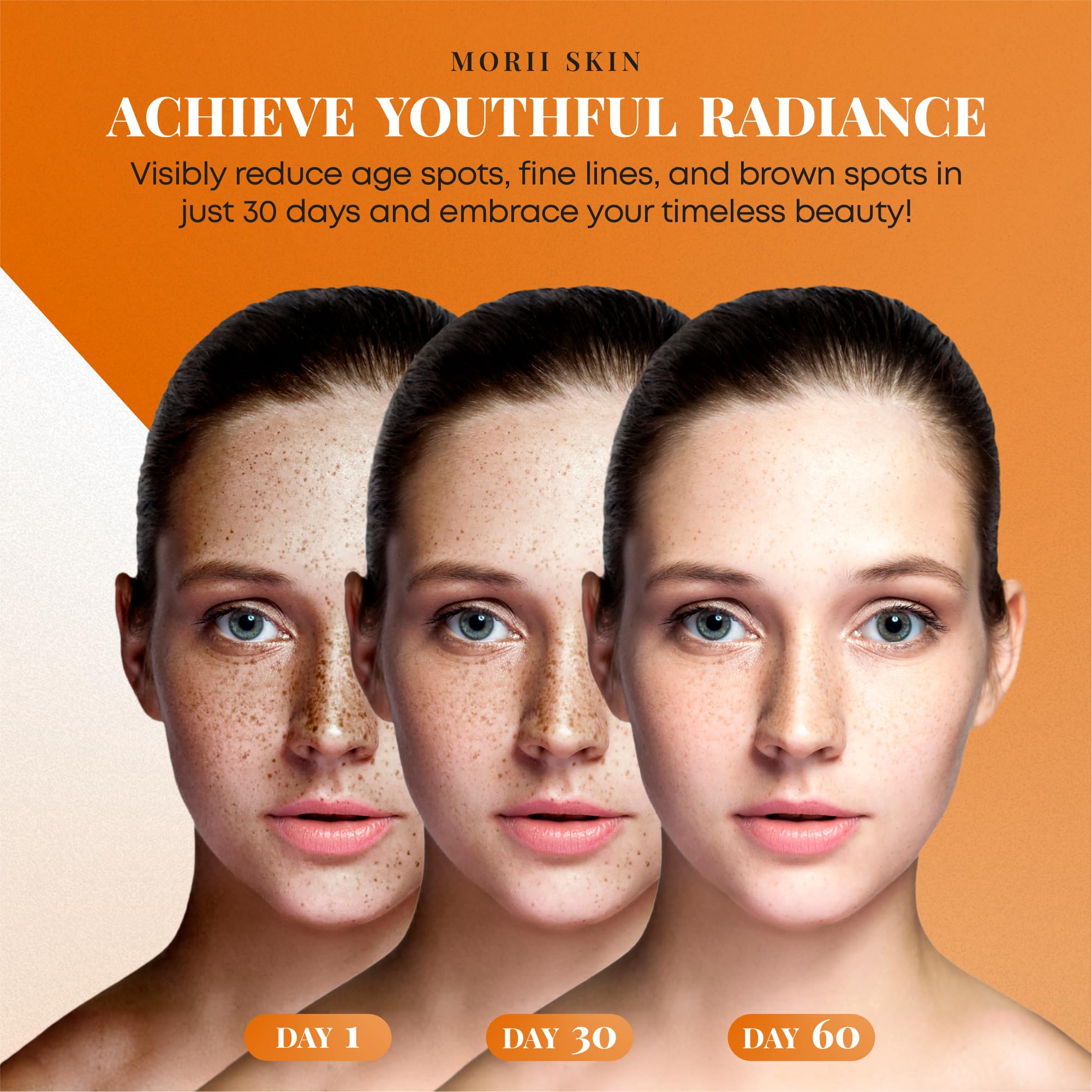 Close-up of MORII SKIN turmeric-kojic-acid soap texture and ingredients visible.