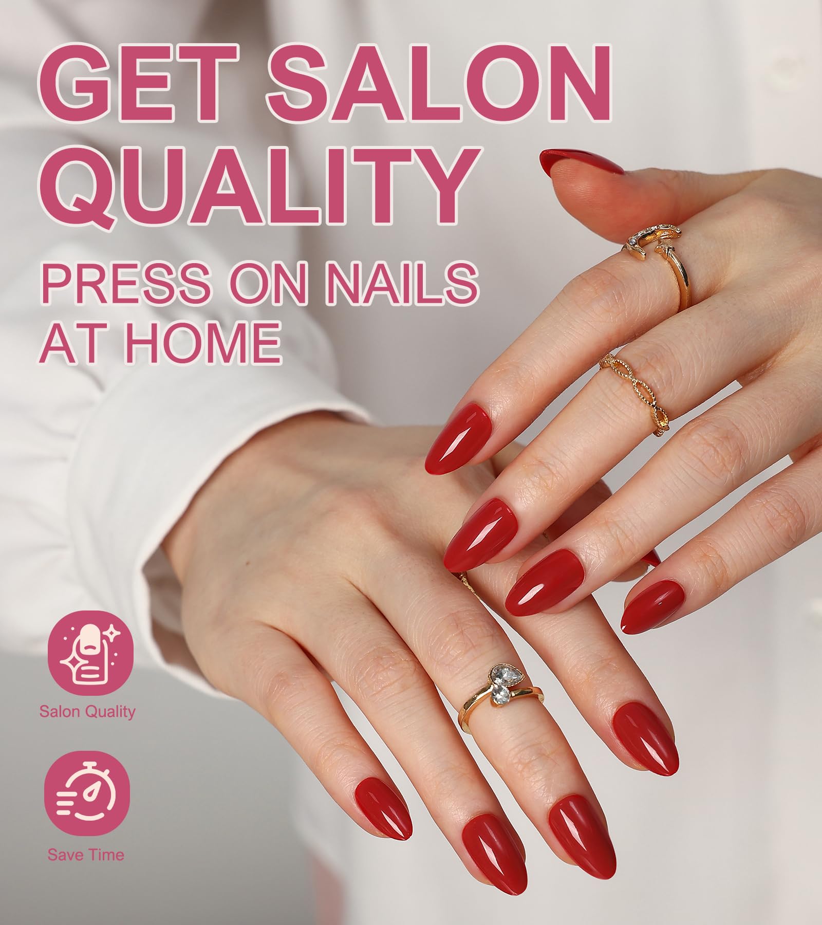 Morily 15 sizes almond nail set ensuring a snug, comfortable fit.