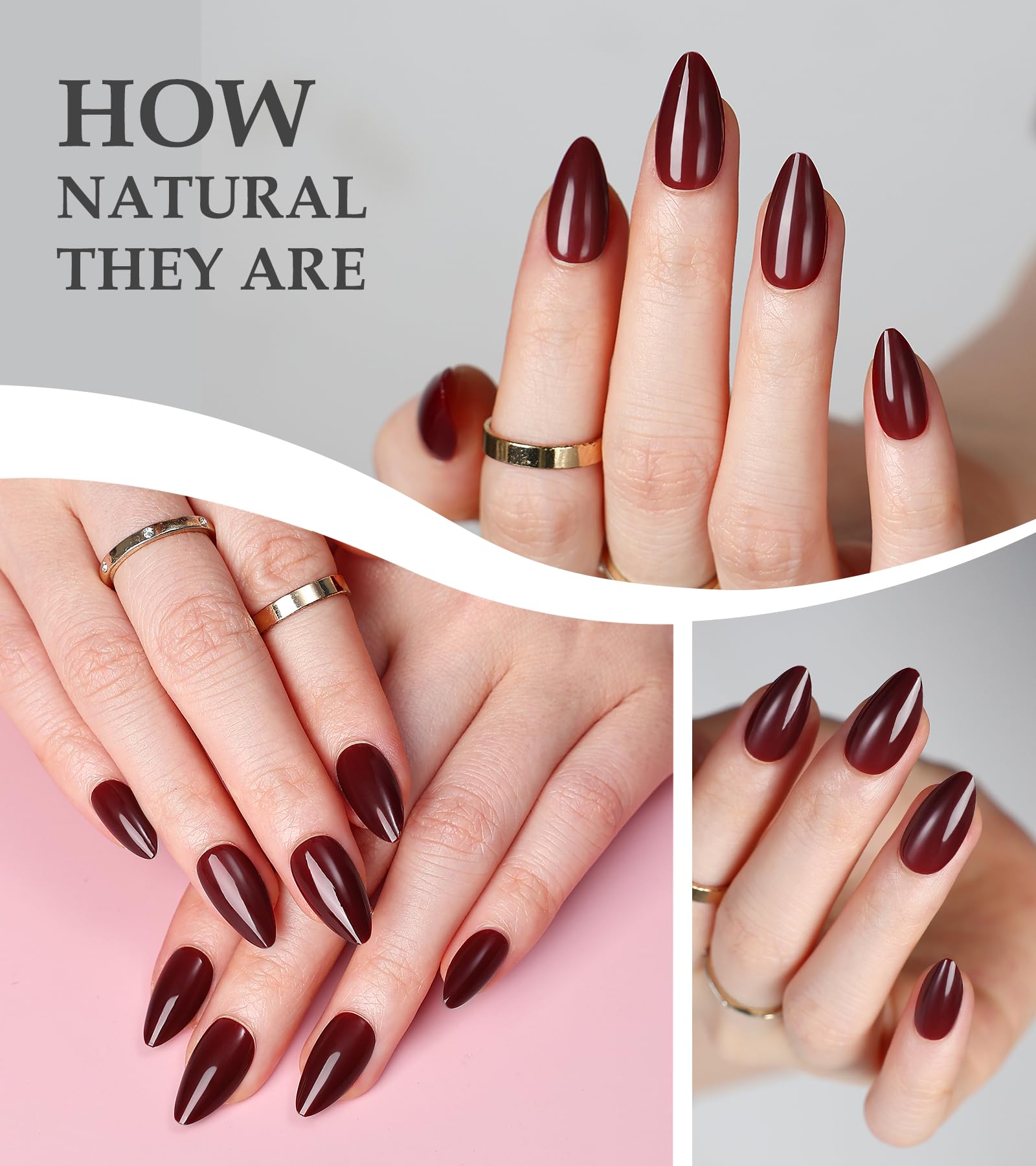 Morily almond burgundy 15-sizes display for precise fitting
