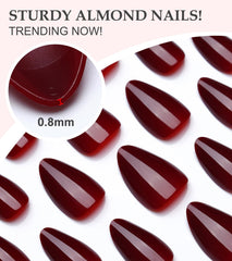 Morily almond burgundy on hand demonstrates simple at-home manicure