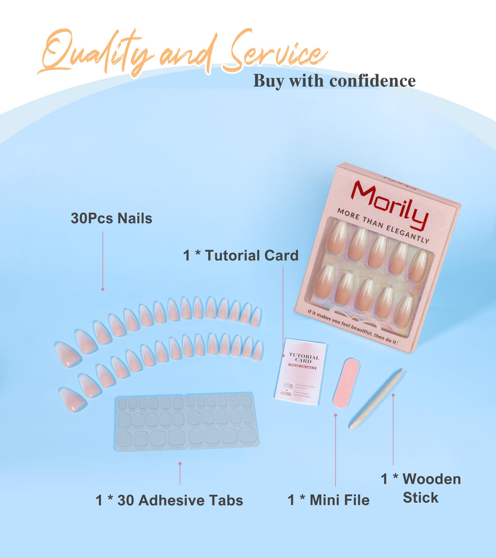 Morily glossy French-tip press-ons highlighting elegant tips for parties.