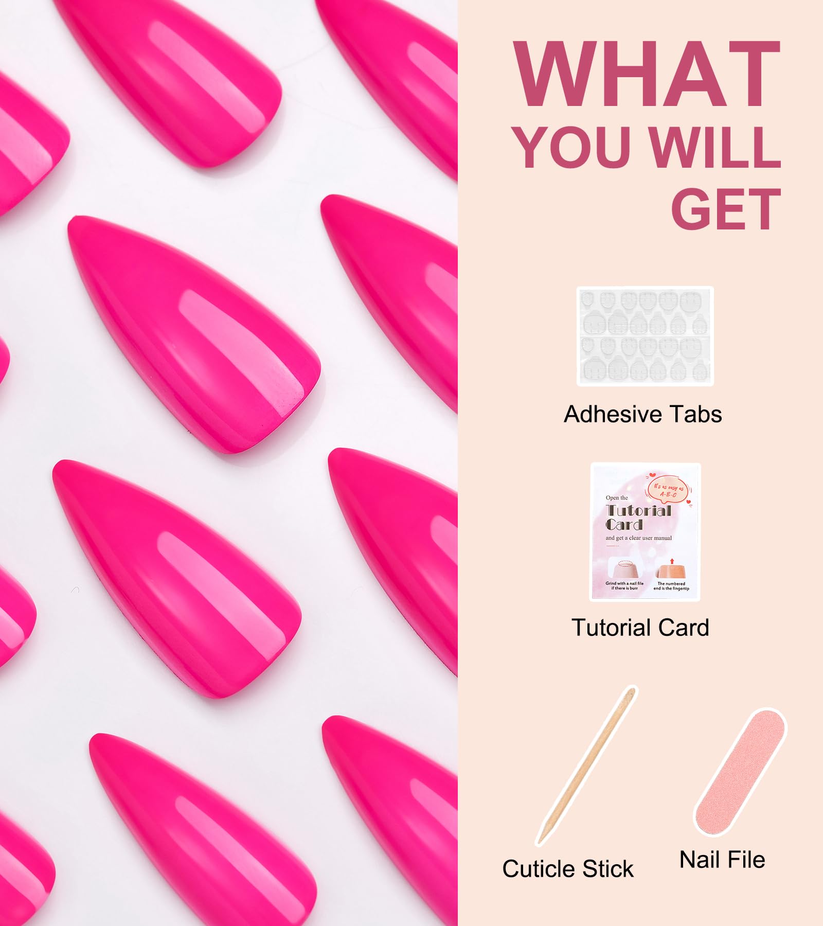 Morily glossy hot pink stiletto nails suit parties and vacations