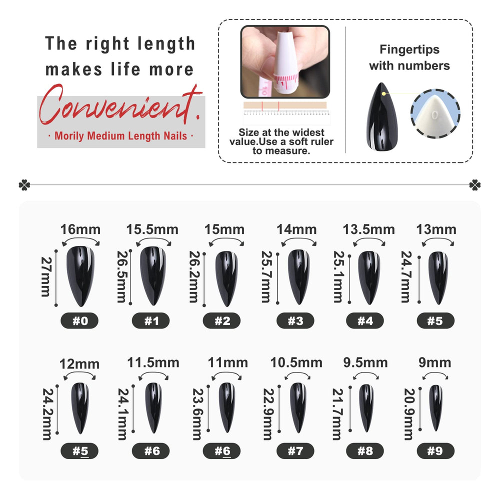 Morily nail kit includes glue stickers and wooden stick for easy application.