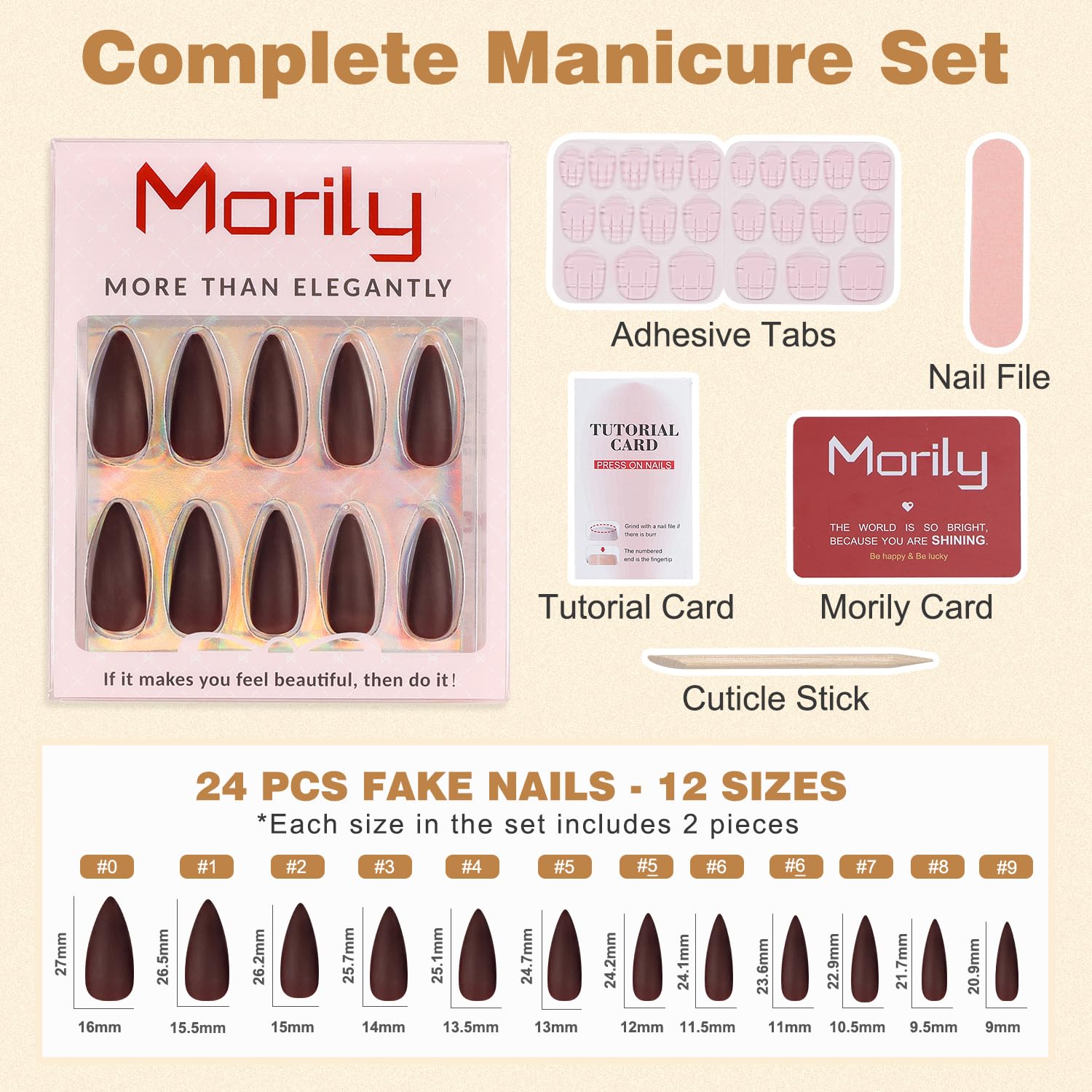 Morily long-lasting matte wine-red nails suitable for events