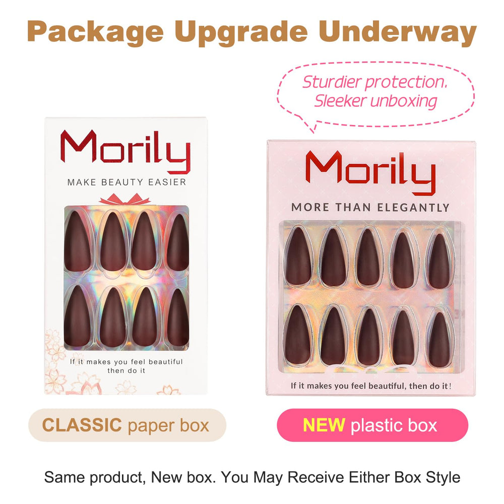 Morily matte wine-red nails packaging and color guide for outfits