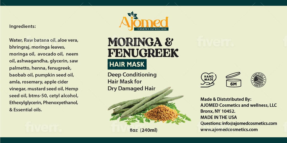 Moringa & Fenugreek Hair Mask on hair strands resulting in smoother, stronger tresses
