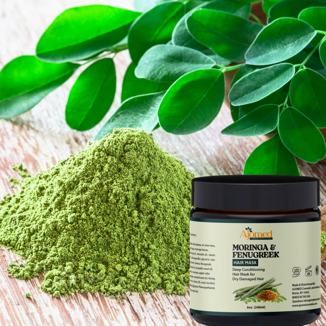 Moringa & Fenugreek Hair Mask tub application with creamy texture for easy coverage