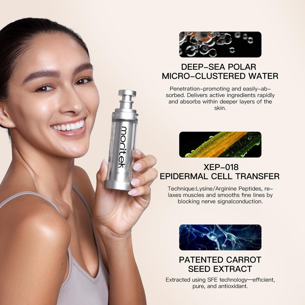 MORITEK XEP-018 peptides spray targets subtle muscle relaxation for smoother look.