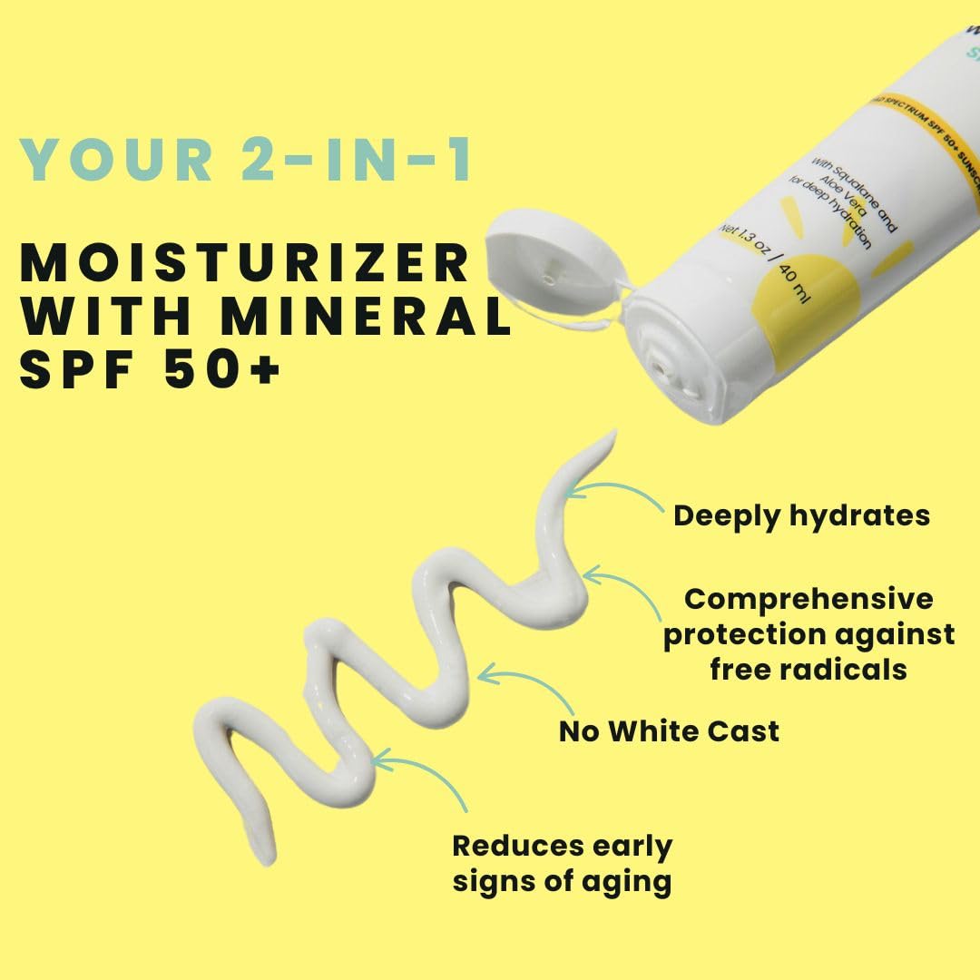 Morning Person mineral SPF50 no white cast formula shown on skin.