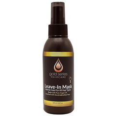 Moroccan Gold Series Leave-In Mask bottle pour: ultra-hydration for smooth detangling.