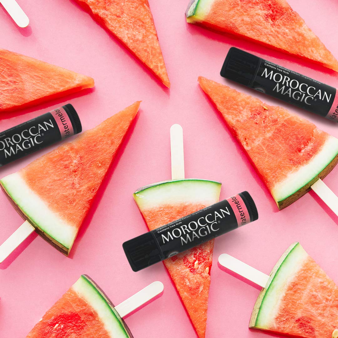 Moroccan Magic Watermelon Lip Balm provides a refreshing fragrance and feel.