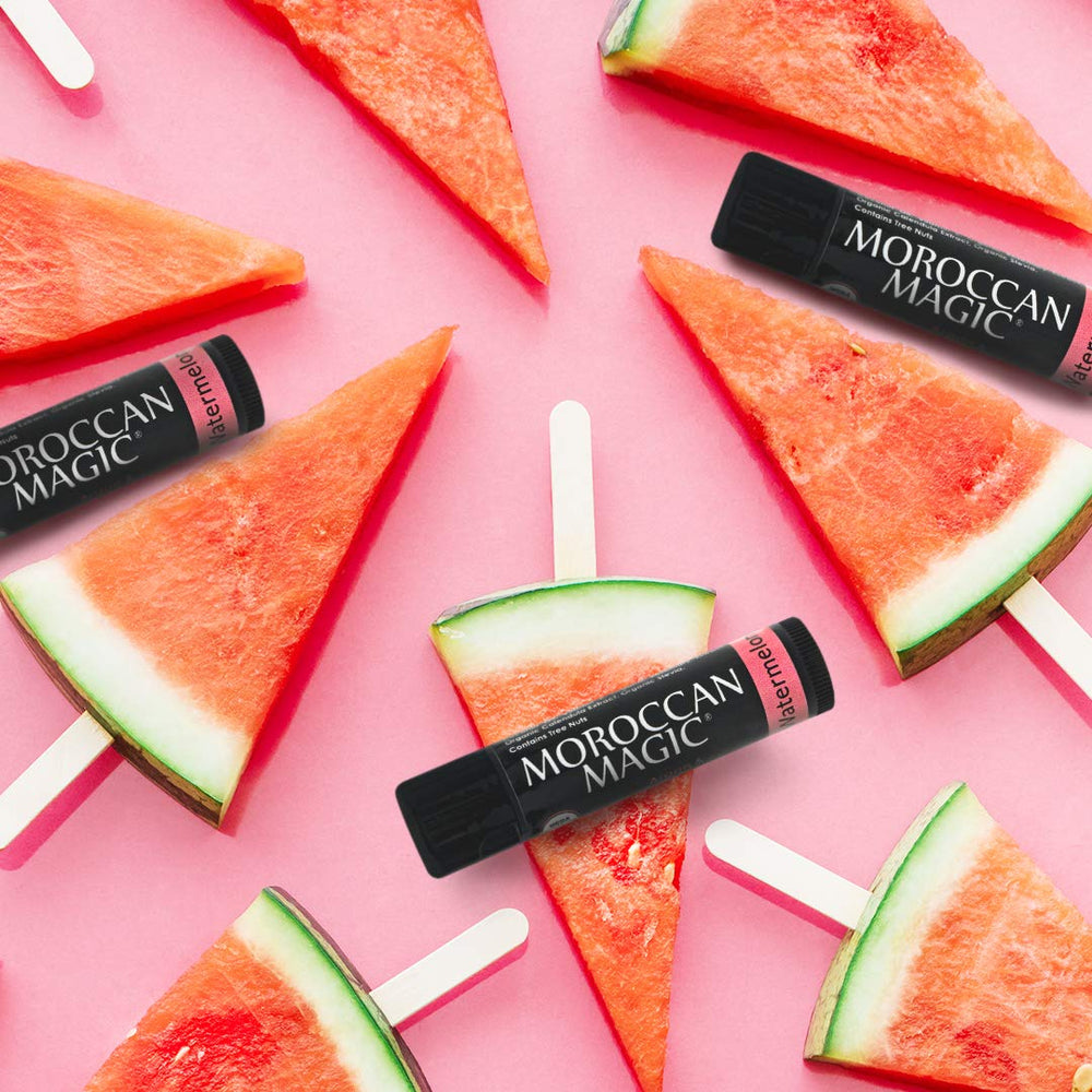 Moroccan Magic Watermelon Lip Balm provides a refreshing fragrance and feel.