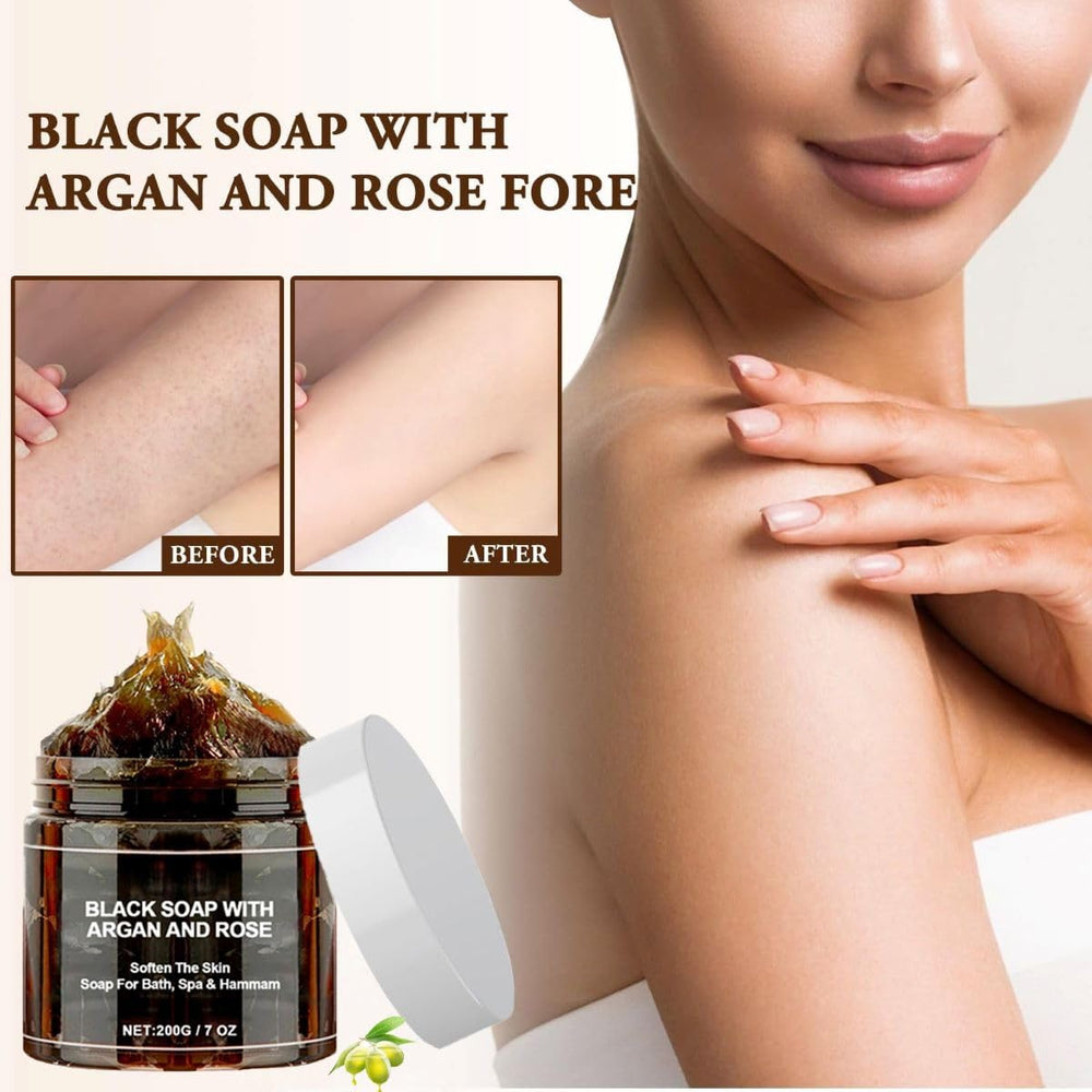 Olive paste and natural oils nourish skin in Morocco Black Soap