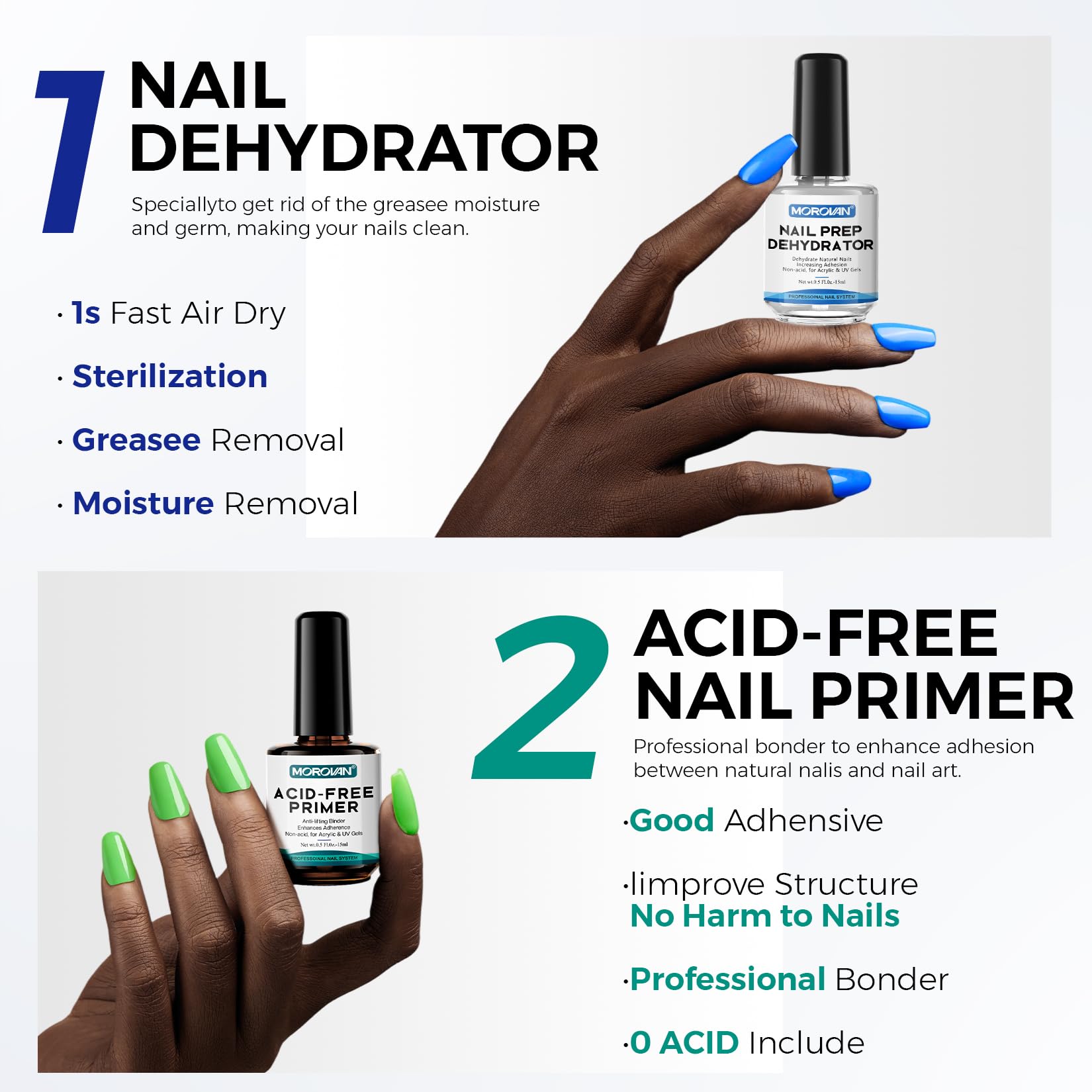 Morovan acid-free primer 10ml shown for gentle adhesion