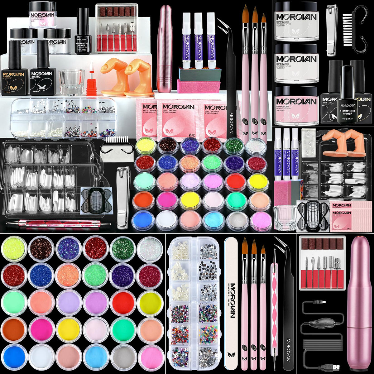 Morovan acrylic nail kit beginners full set for at-home manicures