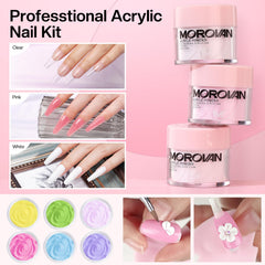 Morovan acrylic powder color palette showing diverse hues for custom shades.