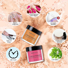 Morovan acrylic powders deliver durable color for nail extensions and French tips.
