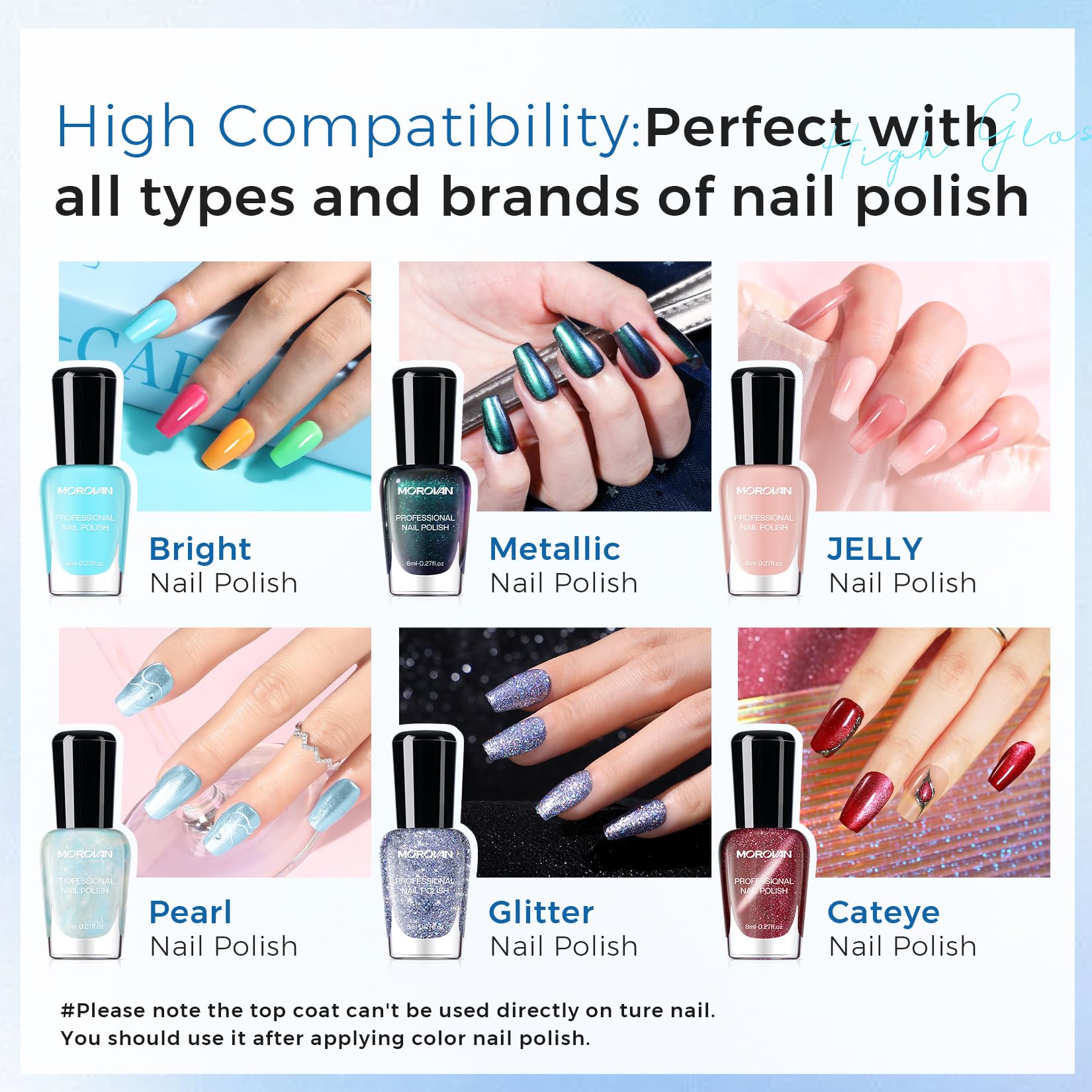 Morovan base top coat features a 150-degree brush for easy use