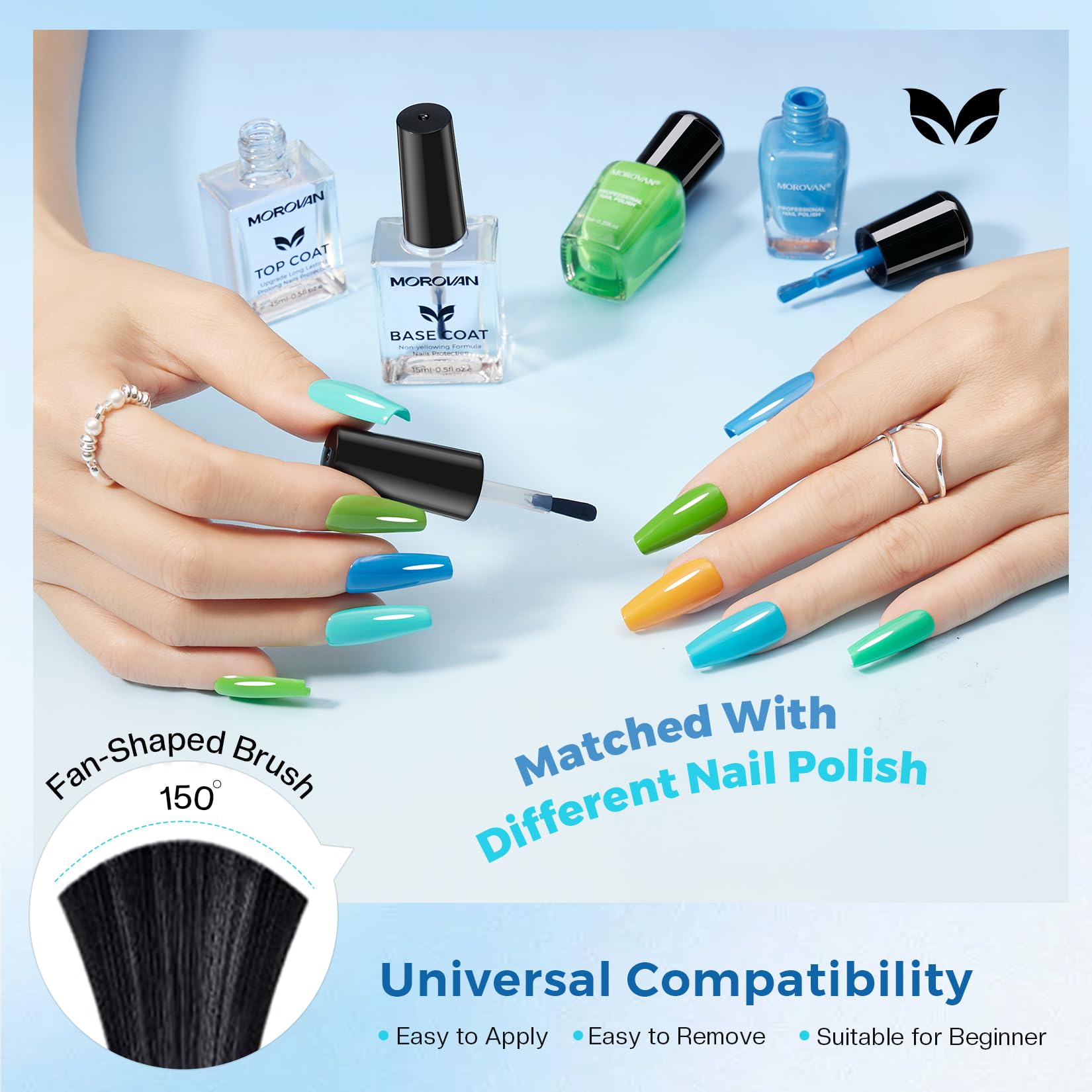 Morovan base top coat compatible with all brands and colors