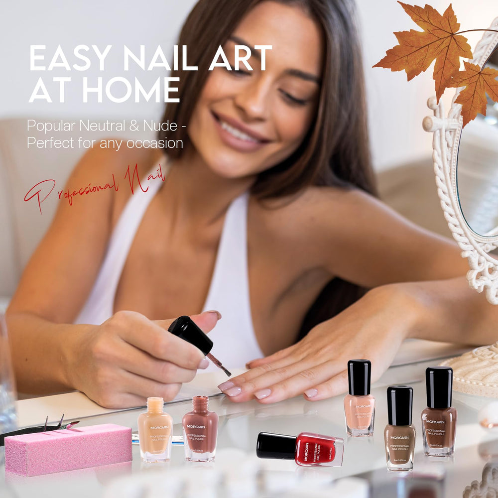 Morovan Brown Nail Polish Set quick-dry-formula dries fast on nails