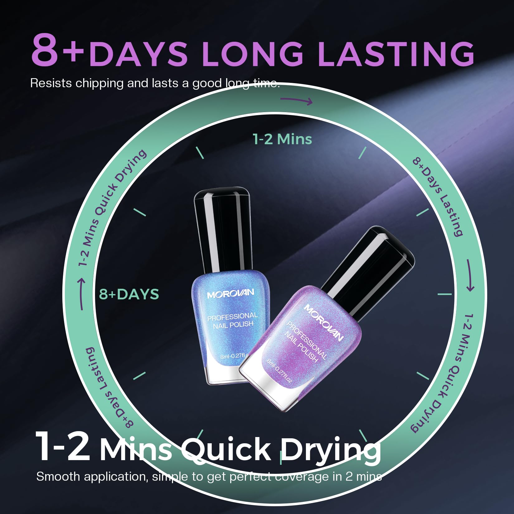Morovan Chameleon Aurora Finish demonstrates multi-dimensional shine for night outs.