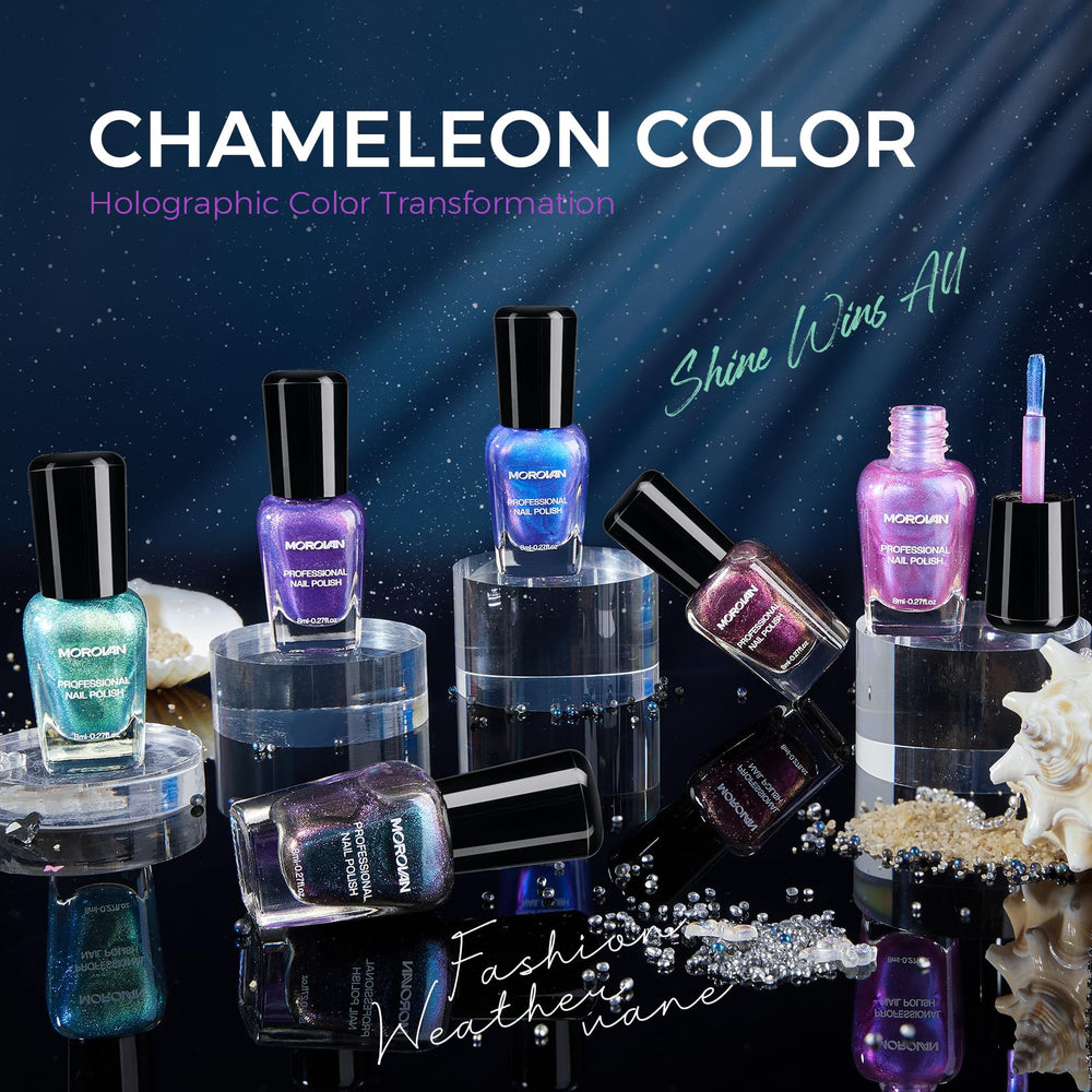 Morovan Chameleon Pink Aurora shows shifting color under bright light, ideal for statement nails.
