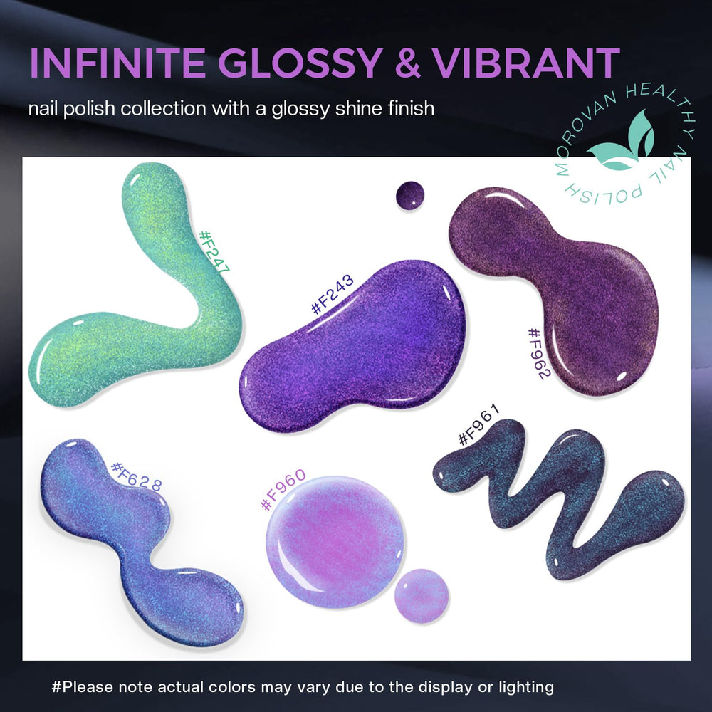 Morovan Chameleon Purple Holographic bottle displays rainbow shift for glam accents.