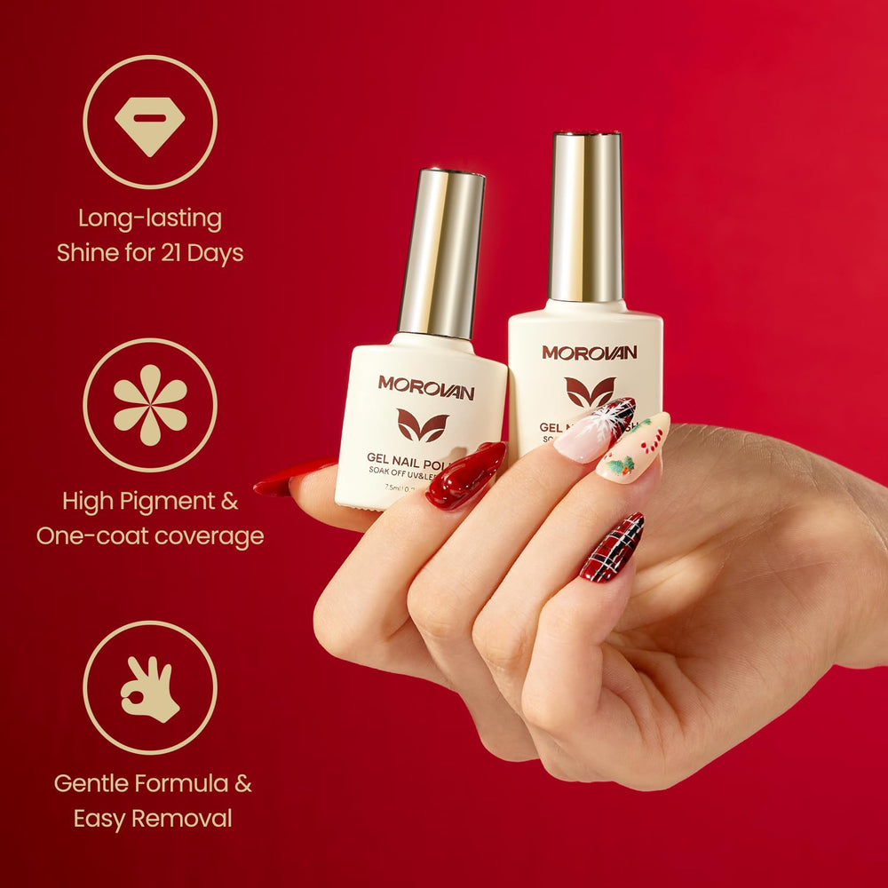 Morovan Christmas gel polish gold glitter for sparkling holiday designs.