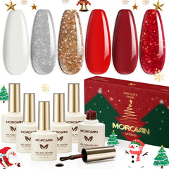 Morovan Christmas gel nail polish red shade for festive holiday nails and lasting shine