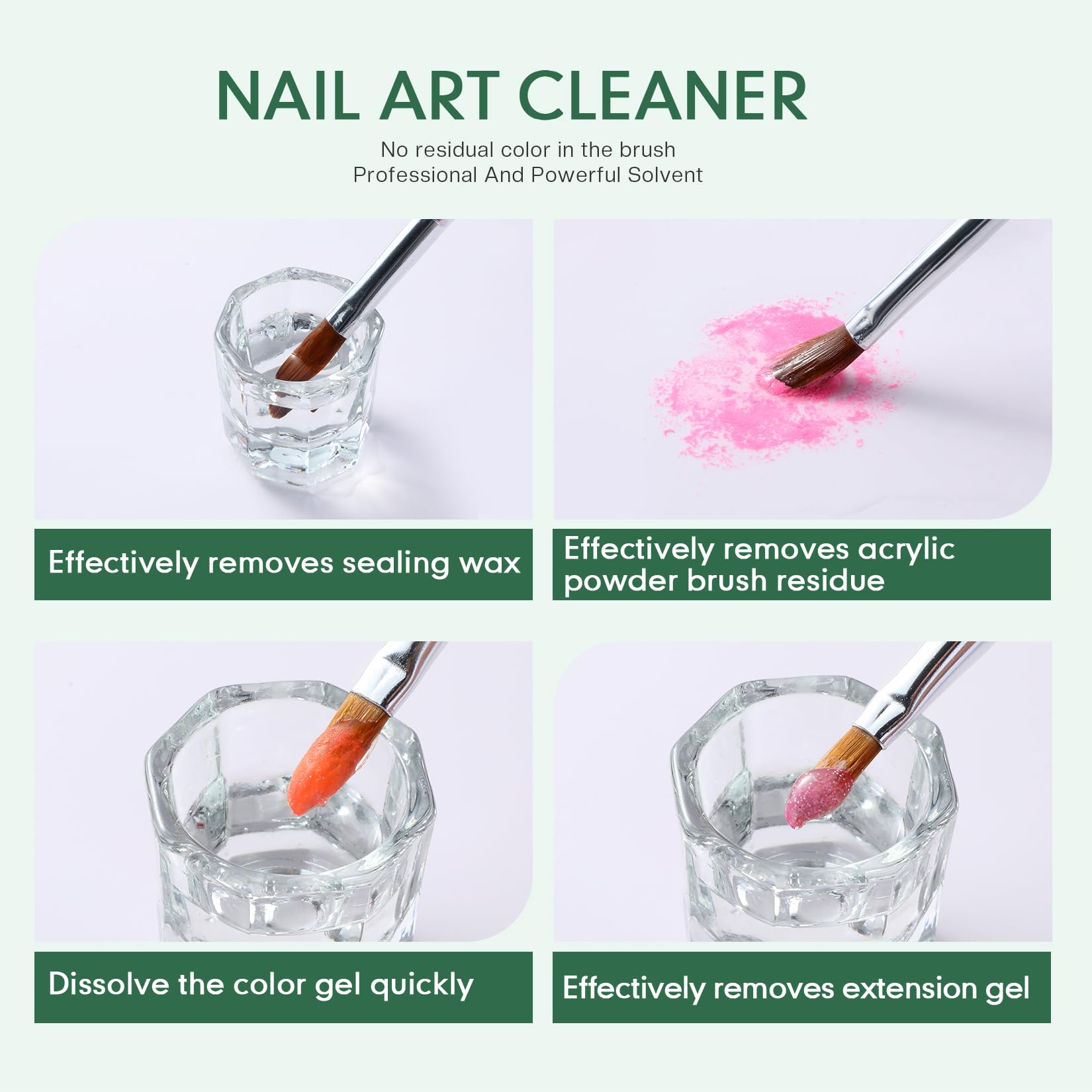 Morovan Cleaner for UV gel and poly gel brushes delivers efficient cleaning.