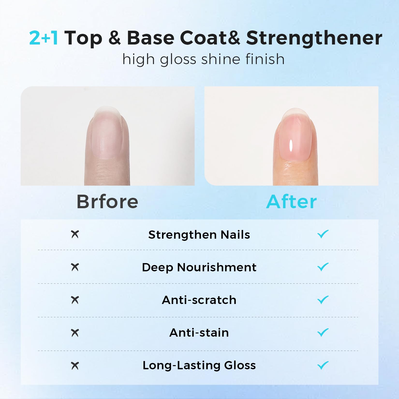 Morovan clear base coat applied to nails for smooth base.