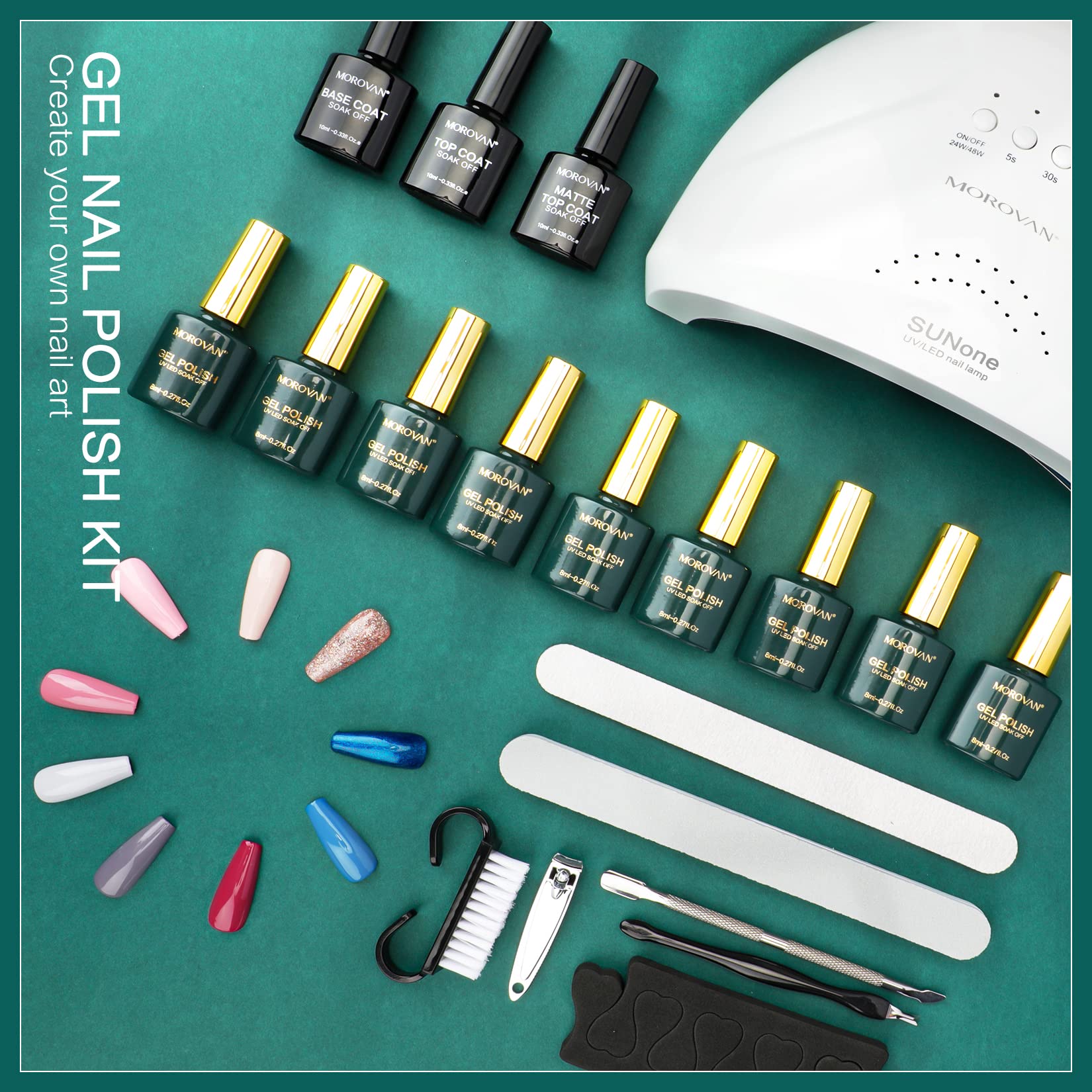 Morovan complete gel nail kit shown ready for home salon use
