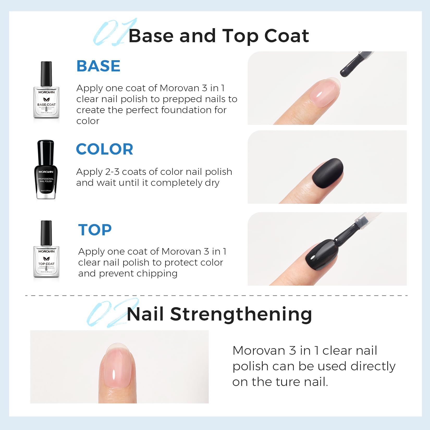 Morovan daily nail care routine supports healthier-looking nails.
