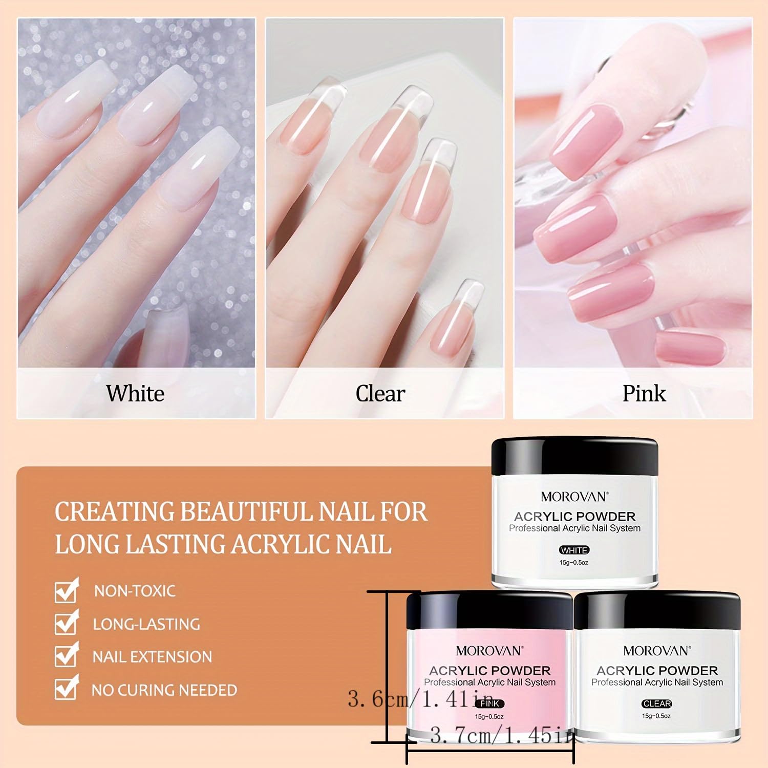 Morovan glitter powders set in twelve colors for sparkly nail art