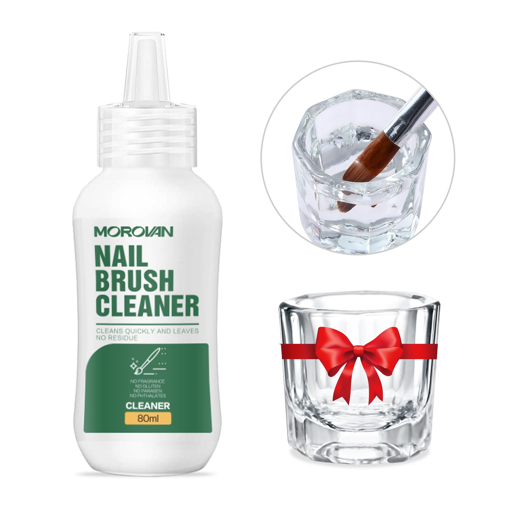 Morovan Nail Art Brush Cleaner in action removing residue from brushes.