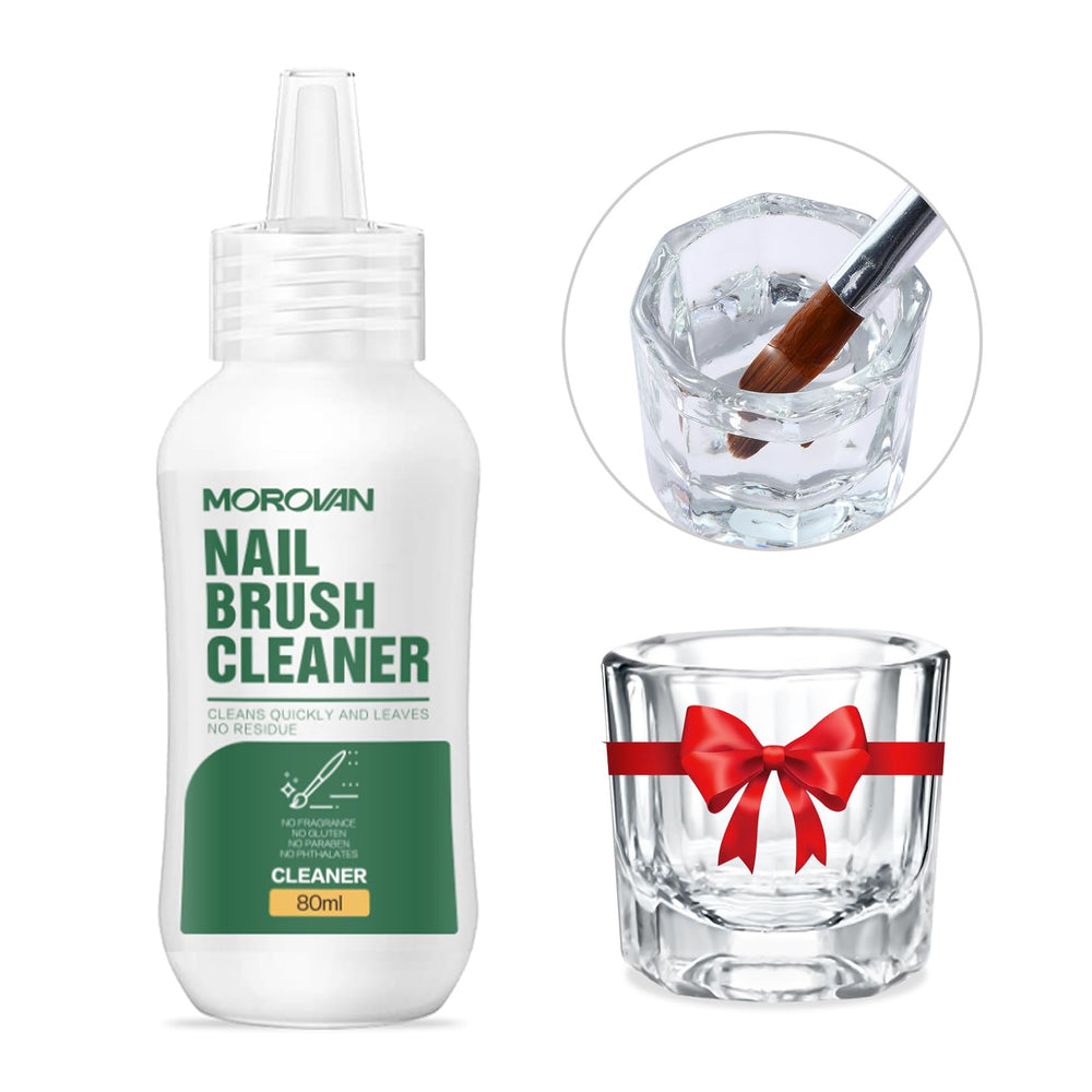 Morovan Nail Art Brush Cleaner in action removing residue from brushes.