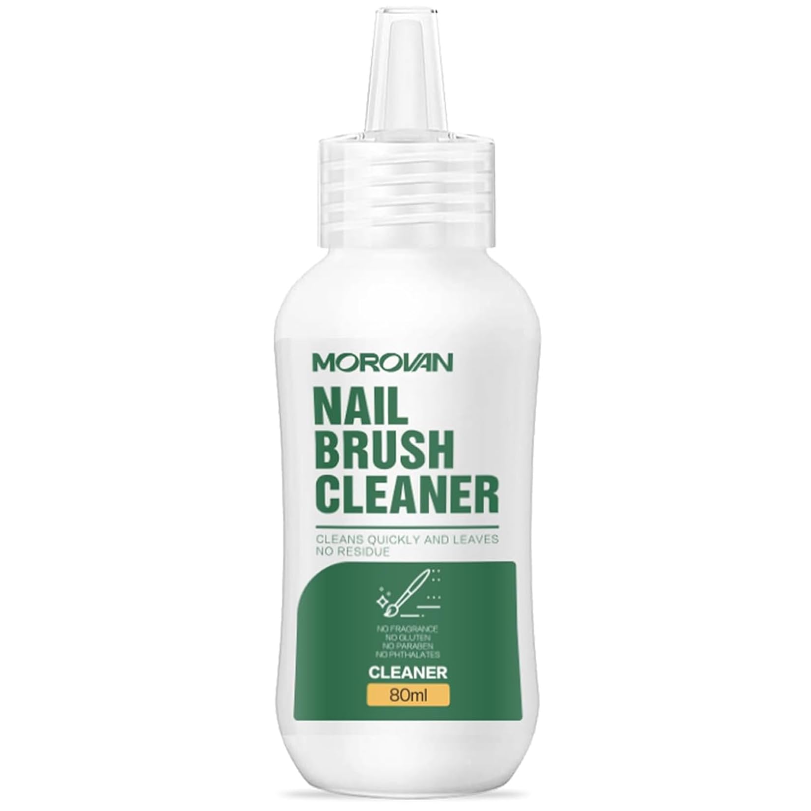 Morovan Nail Art Brush Cleaner bottle front for quick cleaning.