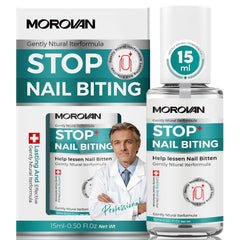 Morovan nail biting deterrent bottle pour showing long-lasting bitterness.